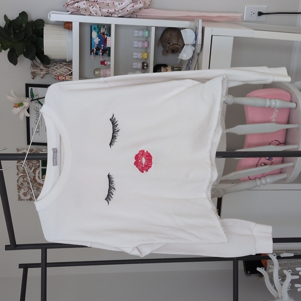 Bershka-BSKGIRL Novelty Face, Lips, Eyes Sweater Size Large More Self Love